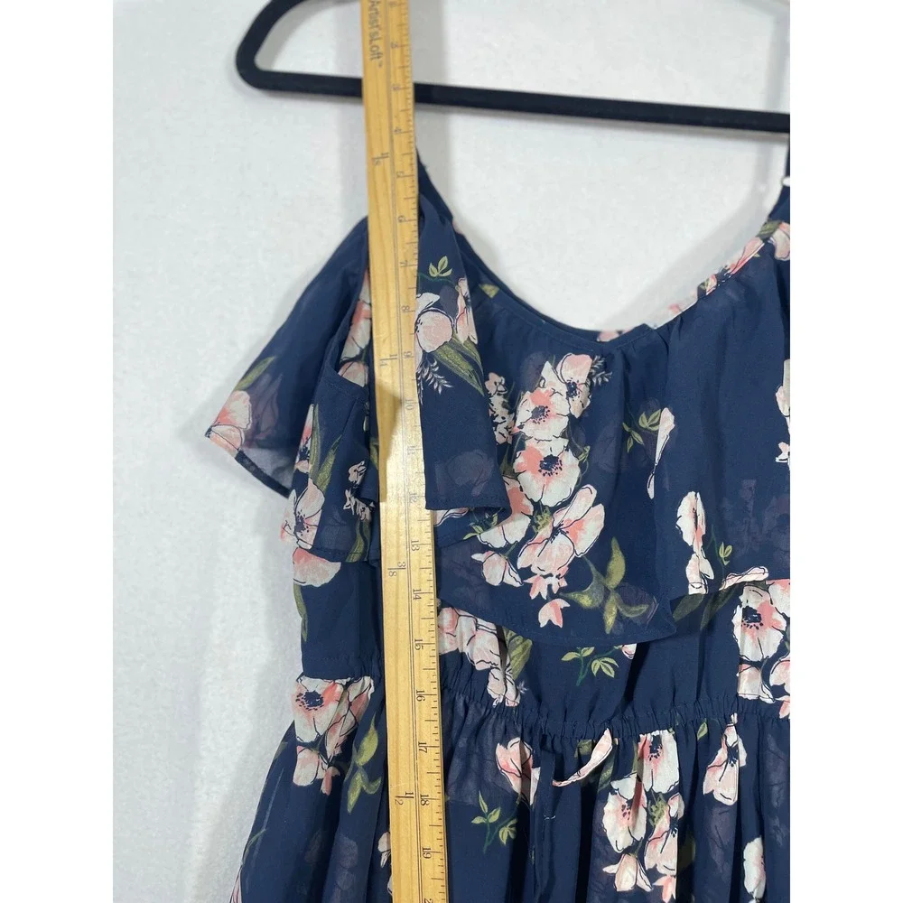 Abercrombie Fitch Women‎ Dress Size M Navy Floral Cold Shoulder Ruffle Maxi Wrap